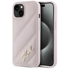 Karl Lagerfeld Diagonal Quilted Script hoesje voor iPhone 15 Plus / 14... pas cher