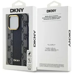 DKNY Leren MagSafe-hoesje met geruit monopatroon voor iPhone 13 Pro Ma... pas cher