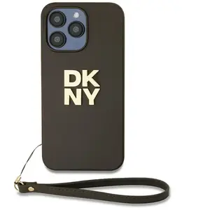 Dkny Coque De Téléphone Pu Leather Stack Logo Wrist Strap Iphone 15 Pr... pas cher