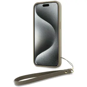 DKNY Polsband Stock Logo hoesje voor iPhone 15 Pro Max - beige pas cher