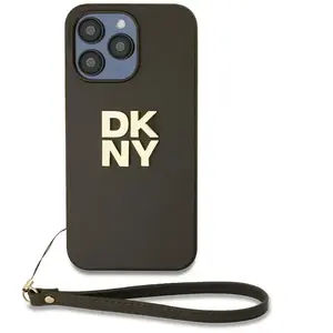 Dkny Coque De Téléphone Pu Leather Stack Logo Wrist Strap Iphone 14 Pr... pas cher