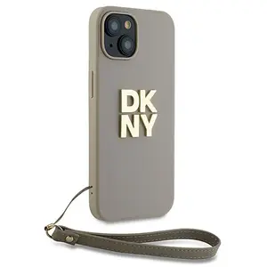 DKNY Polsband Stock Logo hoesje voor iPhone 15 / 14 / 13 - beige pas cher
