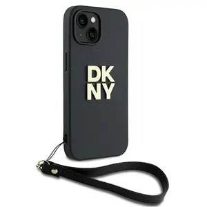 DKNY Polsband Stock Logo hoesje voor iPhone 15 / 14 / 13 - zwart pas cher