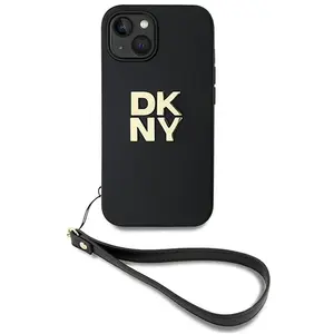 DKNY Polsband Stock Logo hoesje voor iPhone 15 Plus - zwart pas cher
