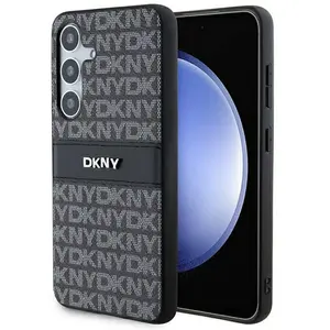 DKNY Cuir Mono Stripe & Metal Logo - Coque Samsung Galaxy S24+ (noir) pas cher