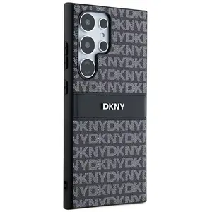DKNY Cuir Mono Stripe & Metal Logo - Coque Samsung Galaxy S24 Ultra (noir) pas cher