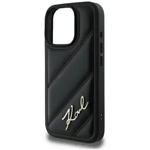 Karl Lagerfeld Backcase hoesje geschikt voor iPhone 16 Pro - Effen Zwart - Kunstleer pas cher