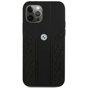 iPhone 12 Pro Max Backcase hoesje - BMW - Effen Zwart - Leer pas cher