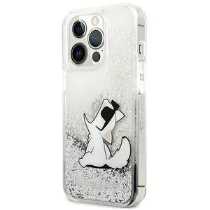 Karl Lagerfeld Liquid Glitter Backcase hoesje geschikt voor iPhone 13 Pro Max Zilver pas cher