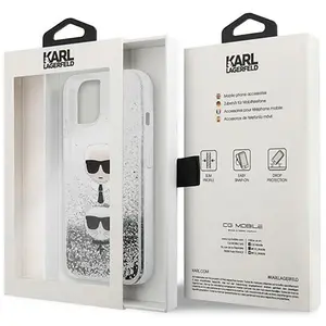 Karl Lagerfeld KLHCP13SKICGLS Coque de Protection pour iPhone 13 Mini 5,4`` Argent Liquid Glitter Karl-Choupette Head - pas cher