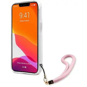 Comparateur de prix : CG MOBILE Guess - Etui iPhone 13 Pro Max - Housse Rigide Rose Camo Rayé + Sangle Nylon