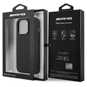 Sourcing iPhone 14 Pro Backcase hoesje - Mercedes-Benz - Effen Zwart - Leer pas cher
