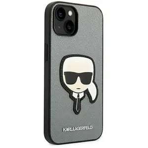 Karl Lagerfeld Apple iPhone 14 Hoesje Saffiano Karl Head Zilver pas cher