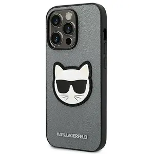 Karl Lagerfeld Apple iPhone 14 Pro Hoesje Saffiano Choupette Zilver pas cher