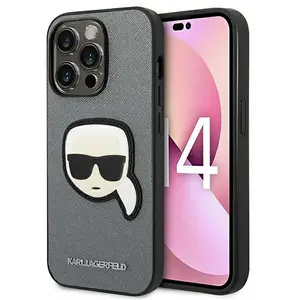 Karl Lagerfeld Apple iPhone 14 Pro Hoesje Saffiano Karl Head Zilver pas cher