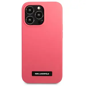 Karl Lagerfeld KLHCP13LSLMP1PI Coque pour iPhone 13 Pro/13 Coque rigide 6.1" Plaque en Silicone fuchsia