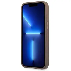 Guess Saffiano Geschikt Voor iPhone 13 Pro kaarthouder hoesje - Bruin pas cher
