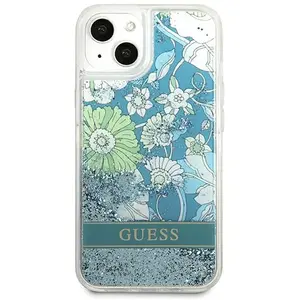 Coque - Guess - Liquid Glitter Flower - iPhone 13 - Bleu/Vert - Protection TPU pas cher
