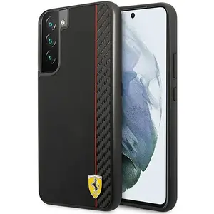 Ferrari Smooth Carbon Back Case - Geschikt voor Samsung Galaxy S22 Plus - Zwart pas cher
