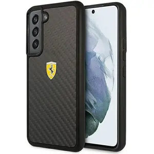 Samsung Galaxy S22 Backcase hoesje - Ferrari - Effen Zwart - Carbon pas cher