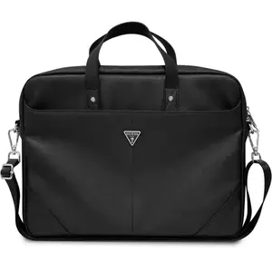 Guess Saffiano Triangle Logo Laptoptas (15"/16") - Zwart pas cher