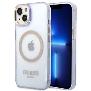 GUESS GUHMP14SHTCMU Coque pour iPhone 14 6,1" Violet Coque rigide Or L... pas cher