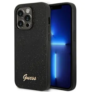 Guess hoesje voor iPhone 14 Pro - Backcover - Glitter Script - Zwart pas cher