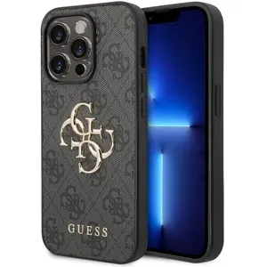 Guess 4G Big Metal Logo Coque iPhone 14 Pro (Gris) - 3666339066260 pas cher