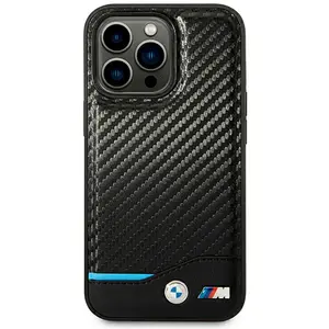 Backcase hoesje geschikt voor iPhone 14 Pro - BMW - Effen Zwart - Leer pas cher