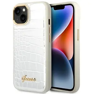 Guess Collection Croco pour iPhone 14 Plus (Argent) - GUHCP14MHGCRHS pas cher
