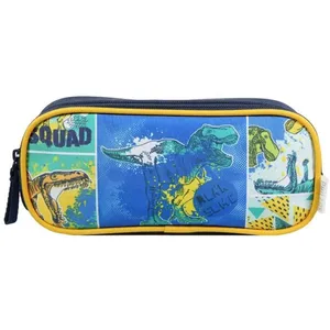 BAGTROTTER Trousse scolaire 2 compartiments Phileas Bleue Dinosaure