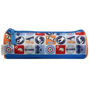 Trousse scolaire - BAGTROTTER - Phileas - Ronde - Bleue - Polyester pas cher