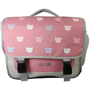Bagtrotter - Lili Lou - Cartable 38cm - Gris et Rose - 2 Compartimen... pas cher