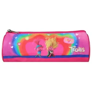 Trousse scolaire ronde Les Trolls Rose pas cher