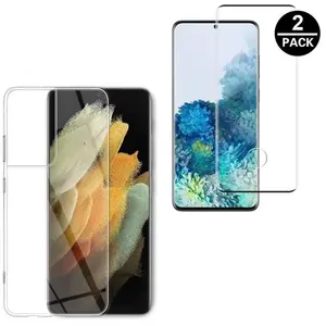 Coque de protection transparente et 2 Verres trempés 3D pour Samsung Galaxy S22 Ultra 5G [Toproduits®] pas cher