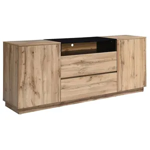 VENTE-UNIQUE Buffet avec 2 portes, 2 tiroirs et 1 niche - Naturel et Noir - CEMILINA pas cher