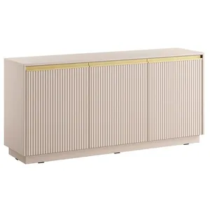 VENTE-UNIQUE Buffet avec 3 portes en MDF - Beige et doré - POSINIA pas cher
