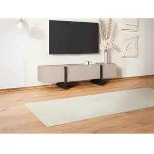 Meuble TV - VENTE-UNIQUE - LUDOVINA - 4 portes - Beige et Noir pas cher