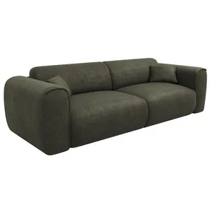 VENTE-UNIQUE Canapé 4 places convertible express en tissu texturé vert kaki POGNIA - Matelas 13 cm mémoire de forme POGNIA pas cher