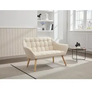 VENTE-UNIQUE Canapé 2 places en tissu beige CASERTA pas cher