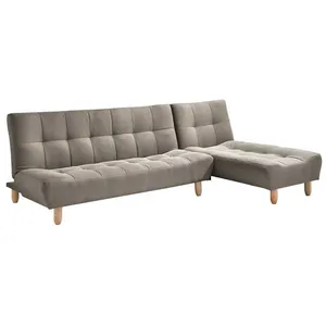 Canapé convertible modulable en tissu taupe - VENTE-UNIQUE - ESTEBAN - 4 places - Clic-clac - Marron pas cher