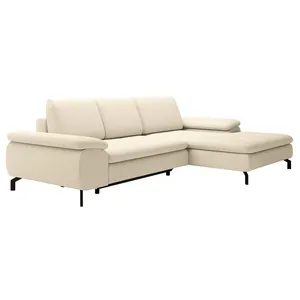 VENTE-UNIQUE Canapé d'angle droit convertible en tissu texturé beige ARCHIBALD pas cher