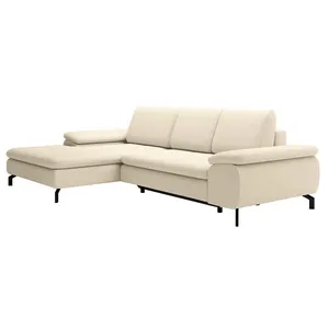 VENTE-UNIQUE Canapé d'angle gauche convertible en tissu texturé beige ARCHIBALD pas cher