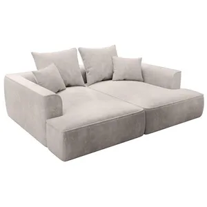 VENTE-UNIQUE Canapé 3 places confort assise profonde en velours côtelé beige PINETA pas cher
