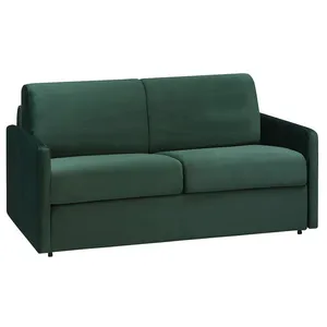 VENTE-UNIQUE Canapé 2 places convertible express en velours vert sapin avec assise mémoire de forme - Couchage 120 cm - Matelas 18 cm CALIFE pas cher