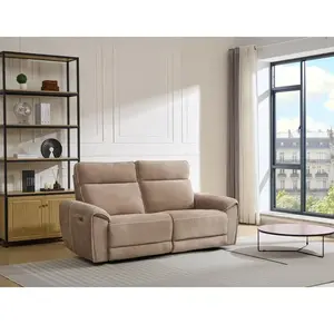 VENTE-UNIQUE Canapé 3 places relax électrique en tissu taupe DJARALO pas cher
