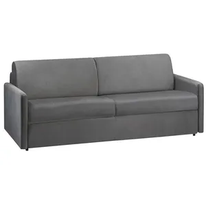 VENTE-UNIQUE Canapé 4 places  convertible express en velours gris anthracite avec assise mémoire de forme - Couchage 160 cm - Matelas 22 cm avec pas cher