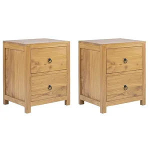 VENTE-UNIQUE Lot de 2 tables de chevet 2 tiroirs - Bois de mindi - Naturel - PILABO pas cher