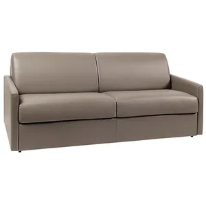 VENTE-UNIQUE Canapé 4 places convertible express en simili taupe avec assise mémoire de forme - Couchage à lattes larges 160 cm - Matelas 14 cm pas cher