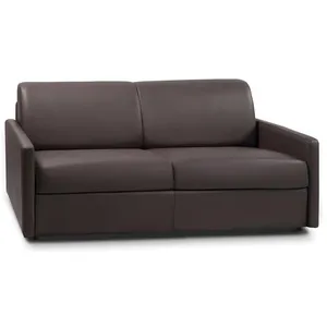 VENTE-UNIQUE Canapé 3 places convertible express en simili marron avec assise mémoire de forme - Couchage 140 cm - Matelas 14 cm CALIFE pas cher
